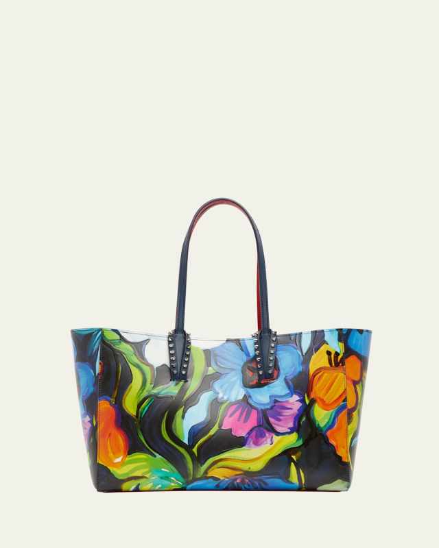 Cabata Small Tote Bag in Flower-Print Leather